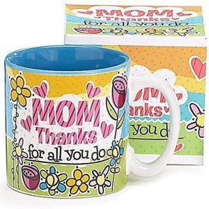 Thanks mom mug ceramic stoneware